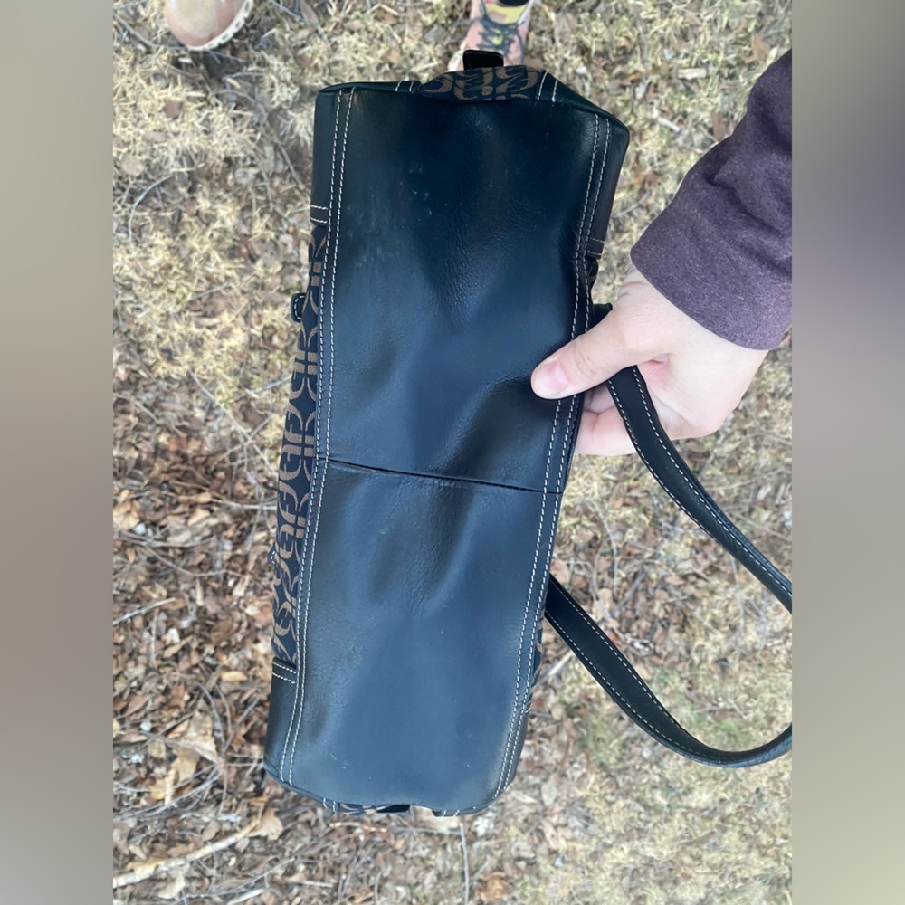 Fossil Y2k Barrel Bag Signature Canvas Leather Mo… - image 7